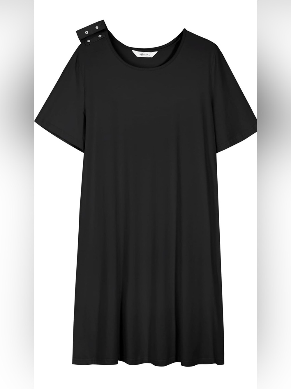Black Short Sleeve Shift Dress